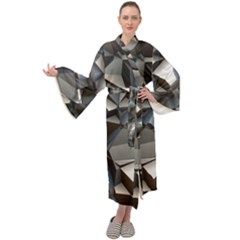 Triangles Polygon Color Silver Uni Maxi Velour Kimono by Simbadda