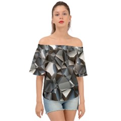 Triangles Polygon Color Silver Uni Off Shoulder Short Sleeve Top