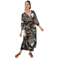 Triangles Polygon Color Silver Uni Grecian Style  Maxi Dress