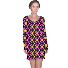 Pattern Colorful Texture Design Long Sleeve Nightdress