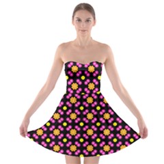 Pattern Colorful Texture Design Strapless Bra Top Dress