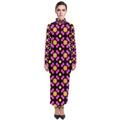 Pattern Colorful Texture Design Turtleneck Maxi Dress