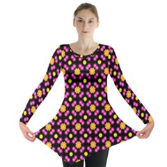 Pattern Colorful Texture Design Long Sleeve Tunic 