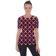 Pattern Colorful Texture Design Shoulder Cut Out Short Sleeve Top