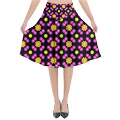 Pattern Colorful Texture Design Flared Midi Skirt