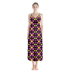 Pattern Colorful Texture Design Button Up Chiffon Maxi Dress