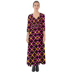 Pattern Colorful Texture Design Button Up Boho Maxi Dress