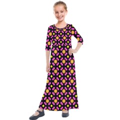 Pattern Colorful Texture Design Kids  Quarter Sleeve Maxi Dress