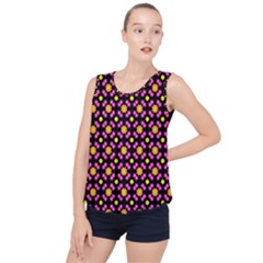 Pattern Colorful Texture Design Bubble Hem Chiffon Tank Top