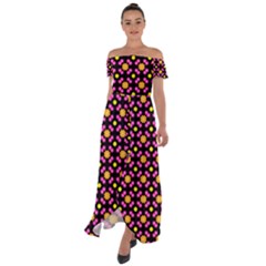 Pattern Colorful Texture Design Off Shoulder Open Front Chiffon Dress