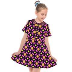 Pattern Colorful Texture Design Kids  Short Sleeve Shirt Dress