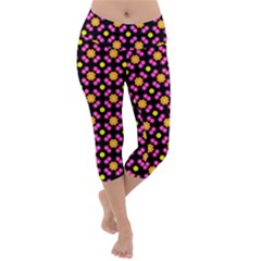 Pattern Colorful Texture Design Lightweight Velour Capri Yoga Leggings by Simbadda