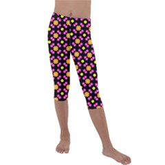 Pattern Colorful Texture Design Kids  Lightweight Velour Capri Leggings 