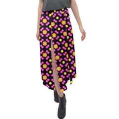 Pattern Colorful Texture Design Velour Split Maxi Skirt