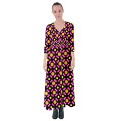 Pattern Colorful Texture Design Button Up Maxi Dress