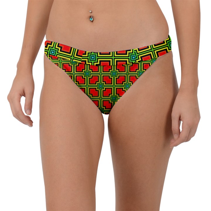 Pattern Modern Texture Seamless Red Yellow Green Band Bikini Bottom