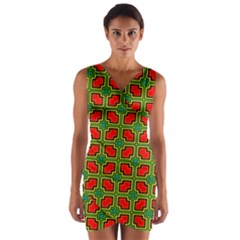 Pattern Modern Texture Seamless Red Yellow Green Wrap Front Bodycon Dress by Simbadda