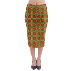 Pattern Modern Texture Seamless Red Yellow Green Midi Pencil Skirt by Simbadda