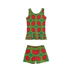 Pattern Modern Texture Seamless Red Yellow Green Kids  Boyleg Swimsuit by Simbadda