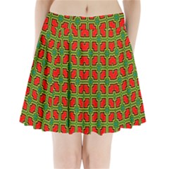 Pattern Modern Texture Seamless Red Yellow Green Pleated Mini Skirt by Simbadda