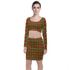 Pattern Modern Texture Seamless Red Yellow Green Top And Skirt Sets by Simbadda