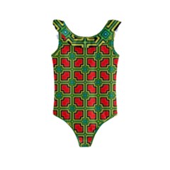 Pattern Modern Texture Seamless Red Yellow Green Kids  Frill Swimsuit by Simbadda