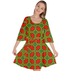 Pattern Modern Texture Seamless Red Yellow Green Velour Kimono Dress by Simbadda