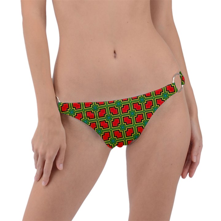 Pattern Modern Texture Seamless Red Yellow Green Ring Detail Bikini Bottom