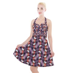 Pattern Abstract Fabric Wallpaper Halter Party Swing Dress 