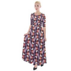 Pattern Abstract Fabric Wallpaper Half Sleeves Maxi Dress