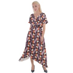 Pattern Abstract Fabric Wallpaper Cross Front Sharkbite Hem Maxi Dress