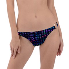 Stripes Background Black Colorful Ring Detail Bikini Bottom