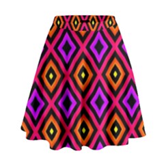 Squares Modern Backgrounds Texture High Waist Skirt by Simbadda