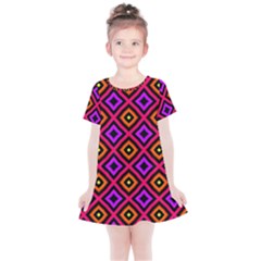 Squares Modern Backgrounds Texture Kids  Simple Cotton Dress by Simbadda