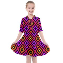 Squares Modern Backgrounds Texture Kids  All Frills Chiffon Dress