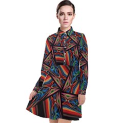 Abstract Art Abstract Background Long Sleeve Chiffon Shirt Dress by Simbadda