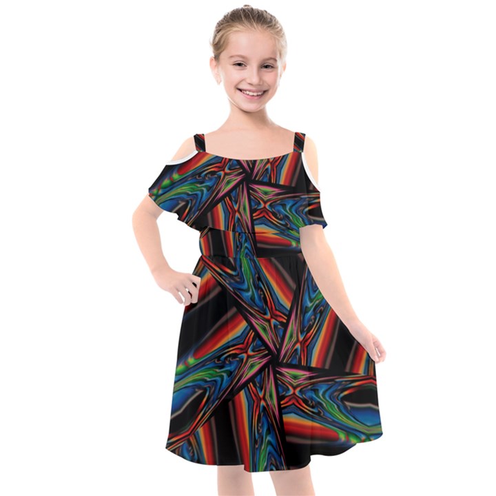 Abstract Art Abstract Background Kids  Cut Out Shoulders Chiffon Dress