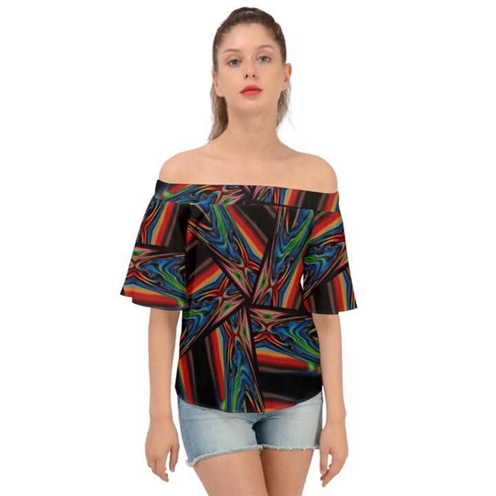 Abstract Art Abstract Background Off Shoulder Short Sleeve Top