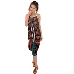 Abstract Art Abstract Background Waist Tie Cover Up Chiffon Dress