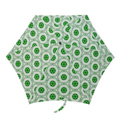 White Background Green Shapes Mini Folding Umbrellas by Simbadda