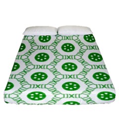 White Background Green Shapes Fitted Sheet (queen Size) by Simbadda