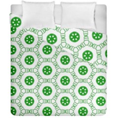 White Background Green Shapes Duvet Cover Double Side (california King Size) by Simbadda