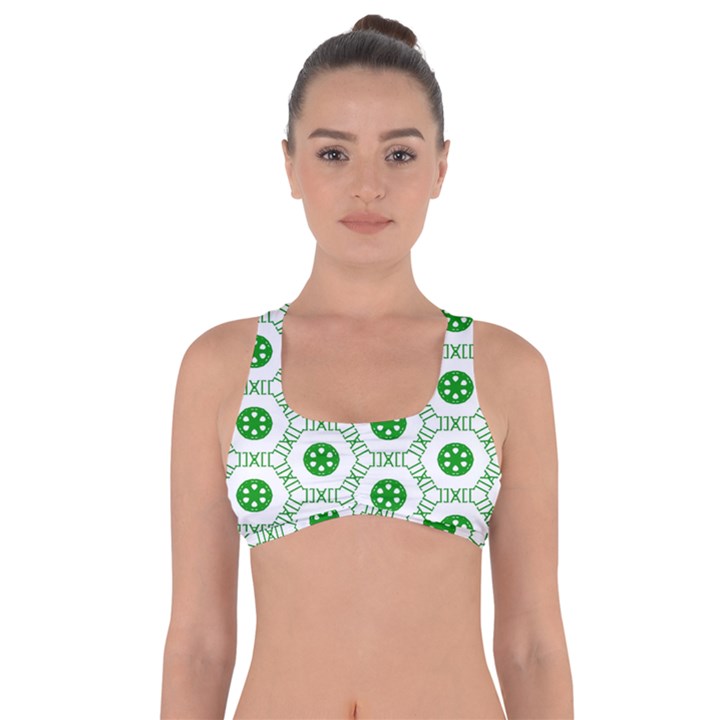 White Background Green Shapes Got No Strings Sports Bra