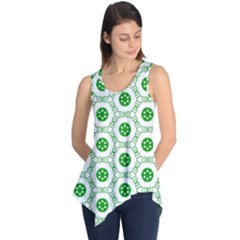 White Background Green Shapes Sleeveless Tunic by Simbadda