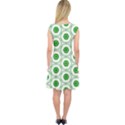 White Background Green Shapes Capsleeve Midi Dress View2