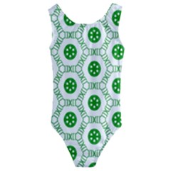 White Background Green Shapes Kids  Cut-out Back One Piece Swimsuit