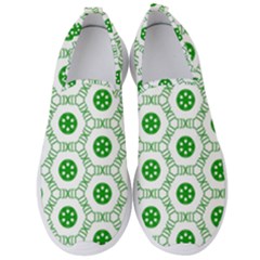 White Background Green Shapes Men s Slip On Sneakers by Simbadda