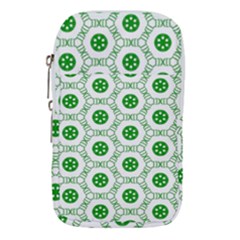 White Background Green Shapes Waist Pouch (large) by Simbadda