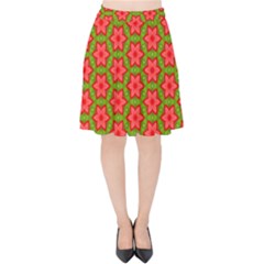 Pattern Flower Texture Seamless Velvet High Waist Skirt by Simbadda