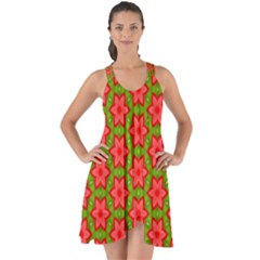 Pattern Flower Texture Seamless Show Some Back Chiffon Dress by Simbadda